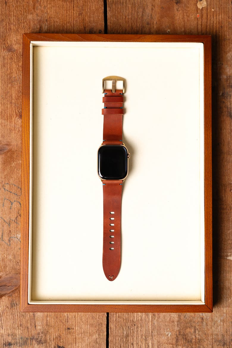 The Companion Horween Leather Apple Watch Band, Alternate, color, English Tan
