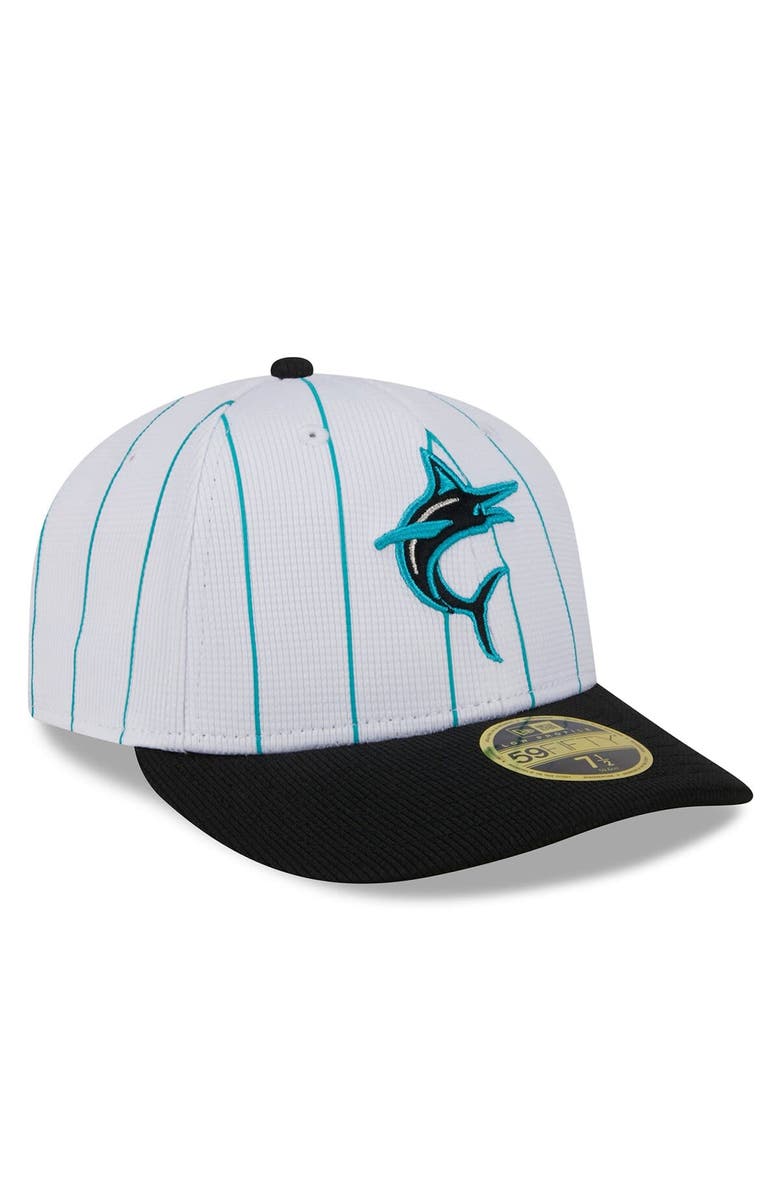 New Era Men's New Era White Miami Marlins 2025 Batting Practice Low Profile 59FIFTY Fitted Hat, Alternate, color, White
