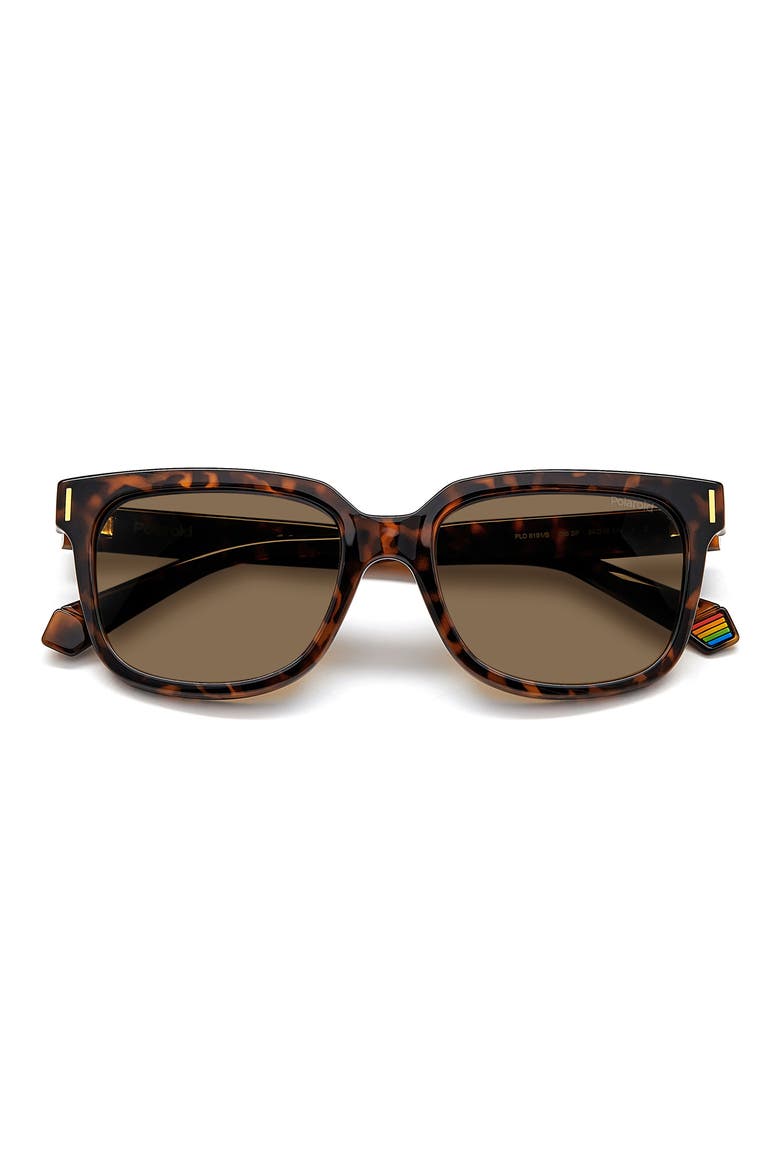 54mm Polarized Rectangular Sunglasses, Main, color, HAVANA/ BRONZE POLAR