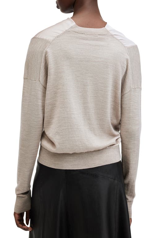 Shop Allsaints Myra Cowl Neck Mixed Media Wool Sweater In Fawn Brown