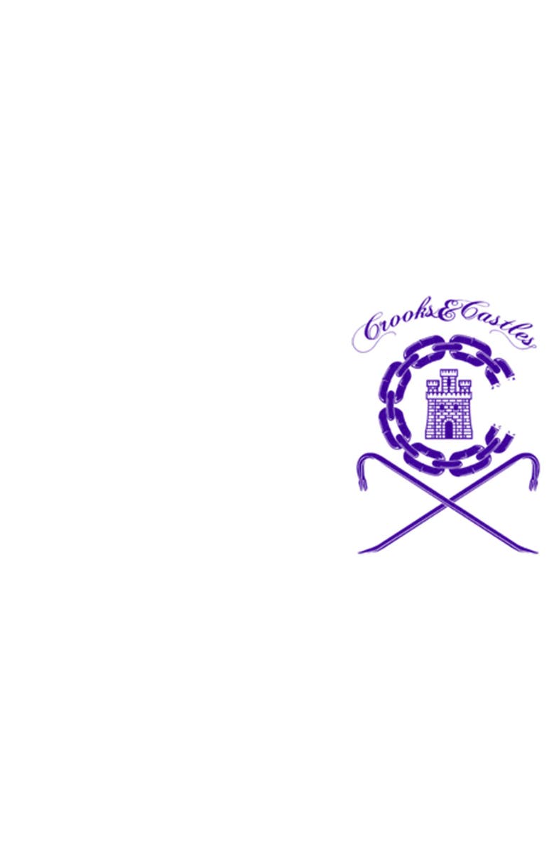 Crooks & Castles Men's Crooks & Castles Ancient Tower Purple Badge  Graphic T-Shirt, Alternate, color, White