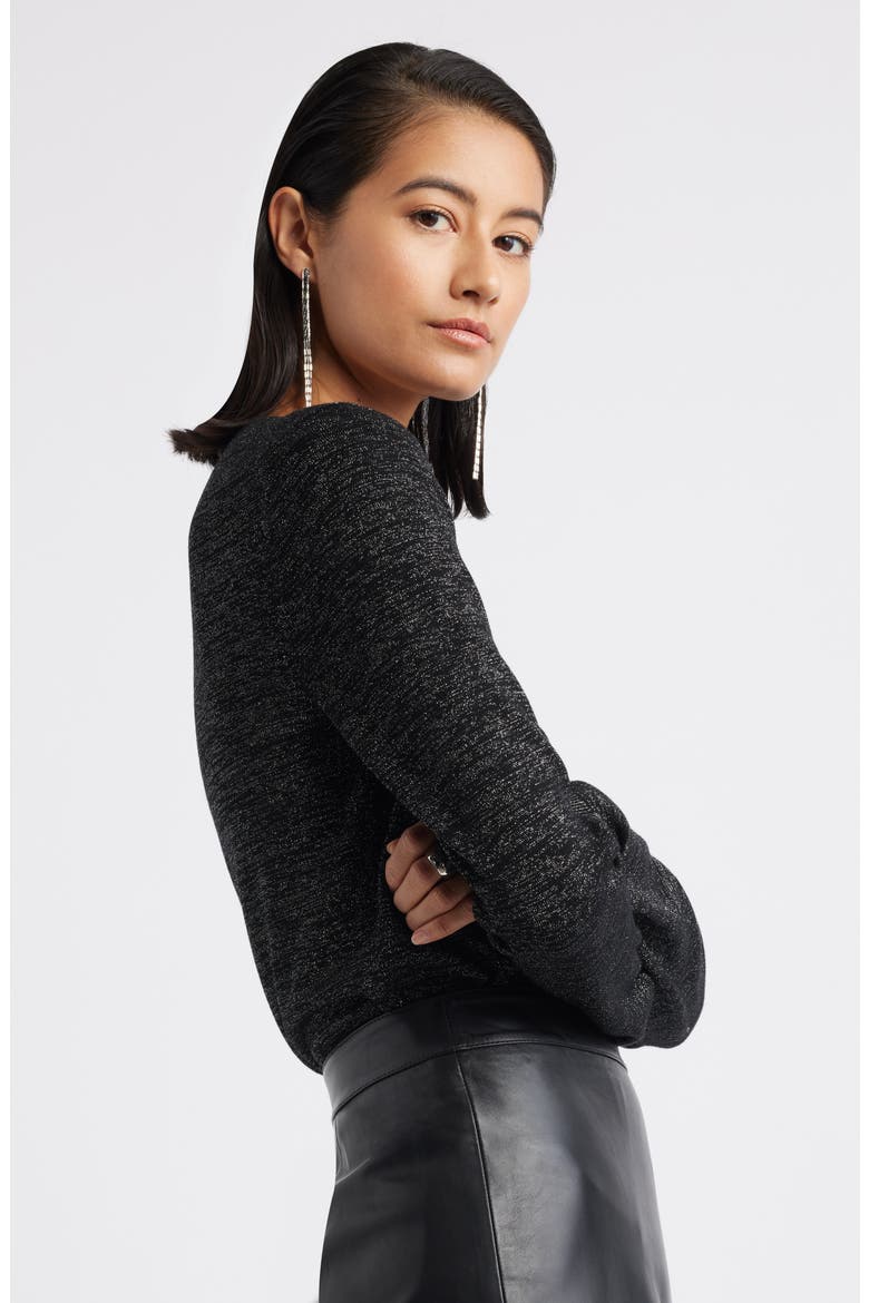 Sparkle Crewneck Sweater, Alternate, color, BLACK- SILVER LUREX