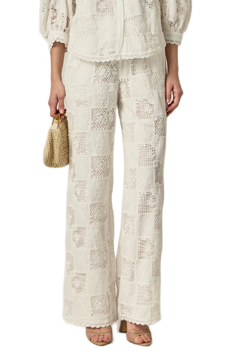 English Factory Embroidered Wide Leg Pants, Main, color, White