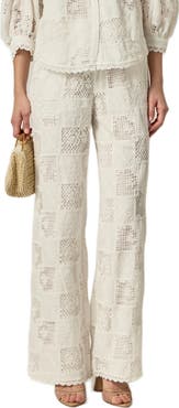 English Factory Embroidered Wide Leg Pants
