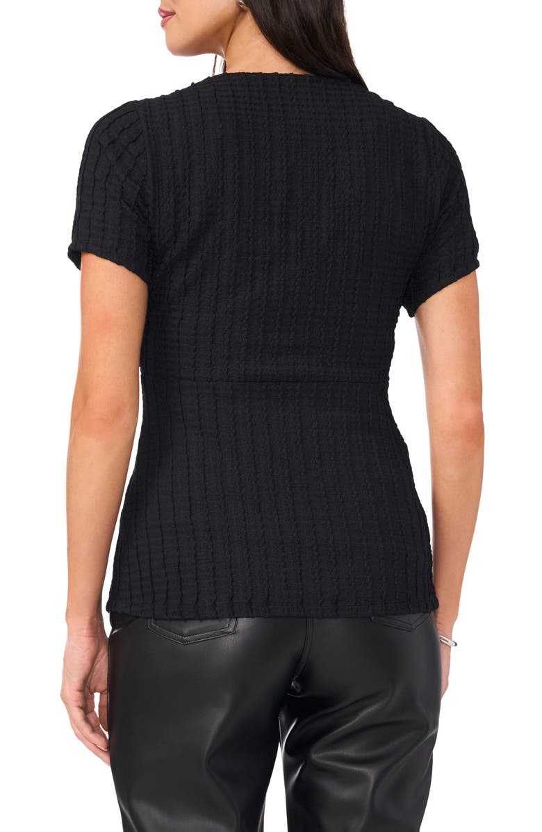 Vince Camuto Jacquard Surplice Neck Top, Alternate, color, Rich Black