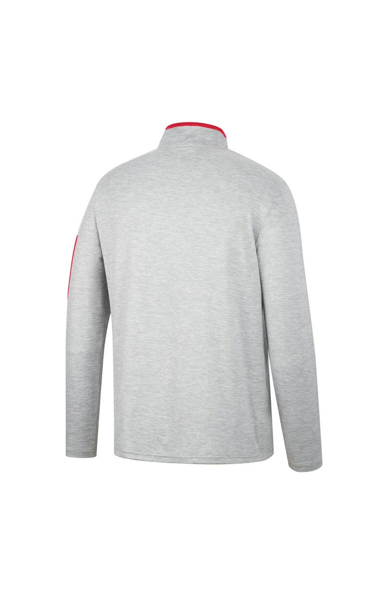 COLOSSEUM Men's Colosseum Heathered Gray/Red NC State Wolfpack Country Club Windshirt Quarter-Zip Jacket, Alternate, color,