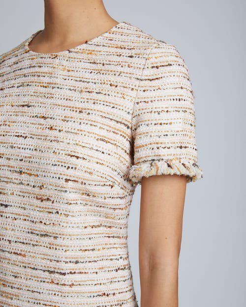Santorelli Melania Fringe-trim Tweed Mini Dress In Sand