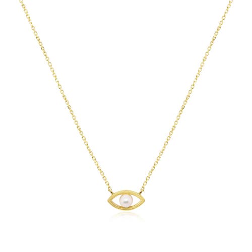 The Lovery Fine Jewelry Evil Eye Pearl Necklace In Gold
