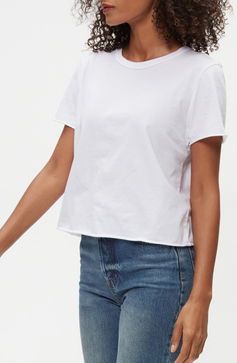 Michael Stars Jackie Raw Edge T-Shirt, Alternate, color, White