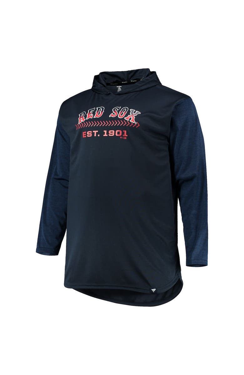 PROFILE Men's Navy/Heathered Navy Boston Red Sox Big & Tall Wordmark Club Pullover Hoodie, Alternate, color, 