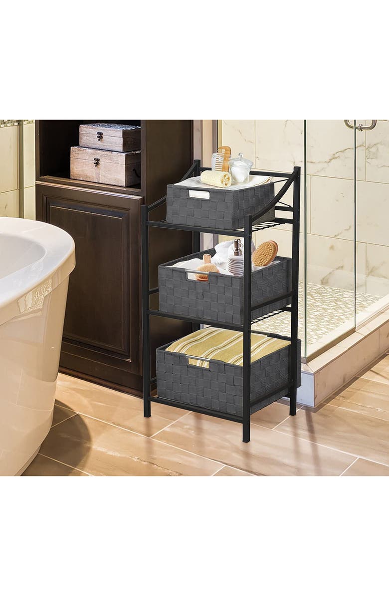 SORBUS Gray Woven 3-Piece Basket Set, Alternate, color,