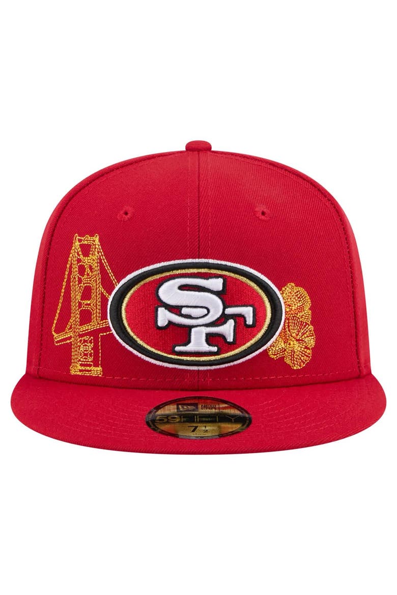 Men's New Era Scarlet San Francisco 49ers State Stitch 59FIFTY Fitted Hat, Alternate, color, Scarlet
