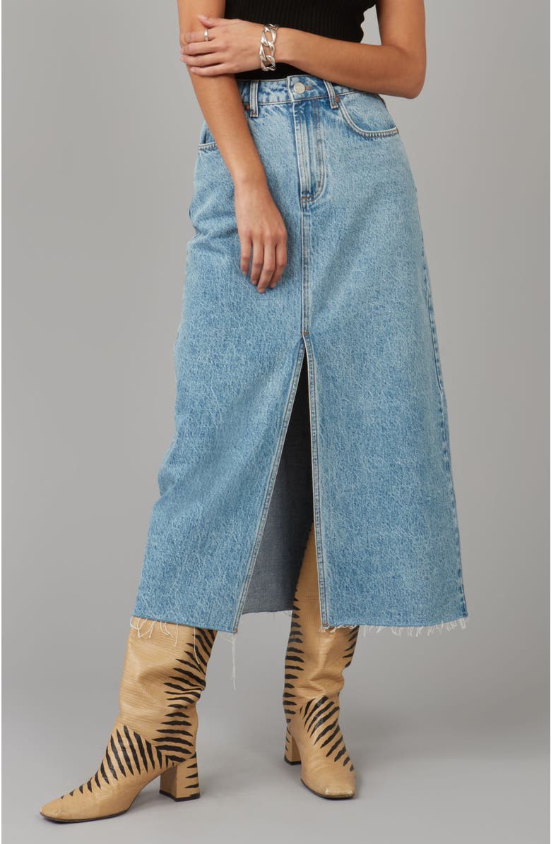Lola Denim Halston High Rise Maxi Skirt, Main, color, Vintage Ice Blue