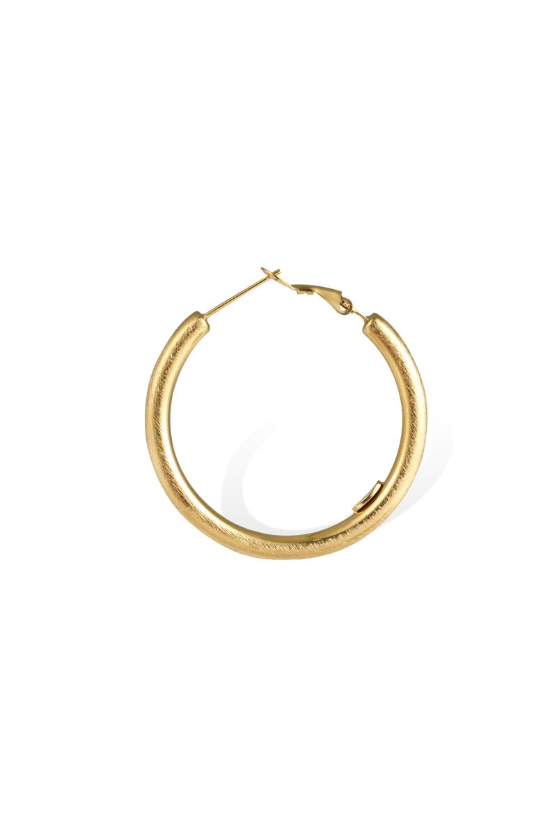 Retro Medium Hoop Earrings, Alternate, color, Gold