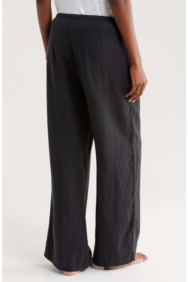 Linen Flare Pajama Pants, Alternate, color, BLACK