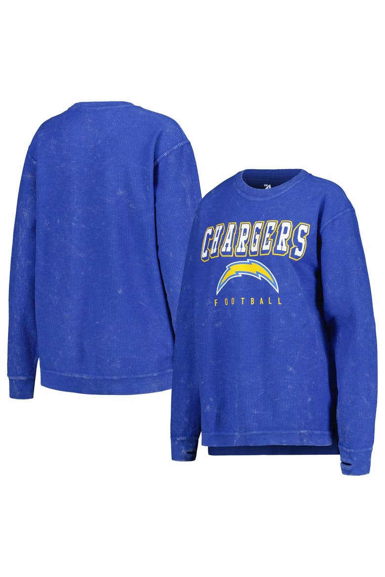 Women's G-III 4Her by Carl Banks Powder Blue Los Angeles Chargers Comfy Cord Pullover Sweatshirt, Main, color, Powder Blue