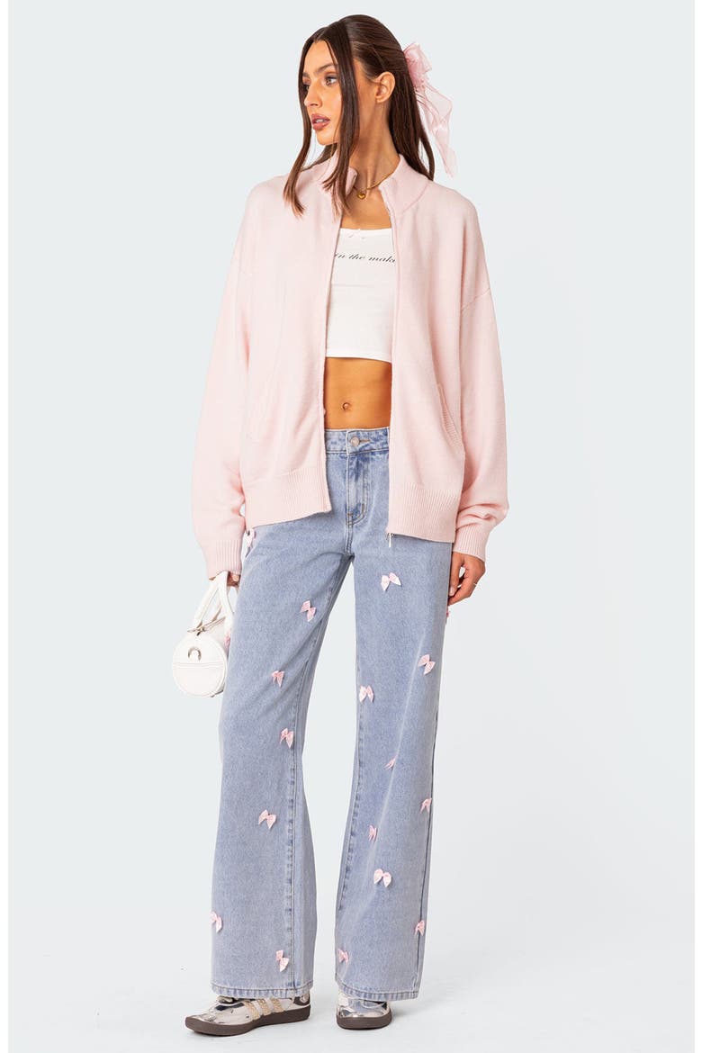 Montie Oversize Double Zip Cardigan, Alternate, color, LIGHT-PINK