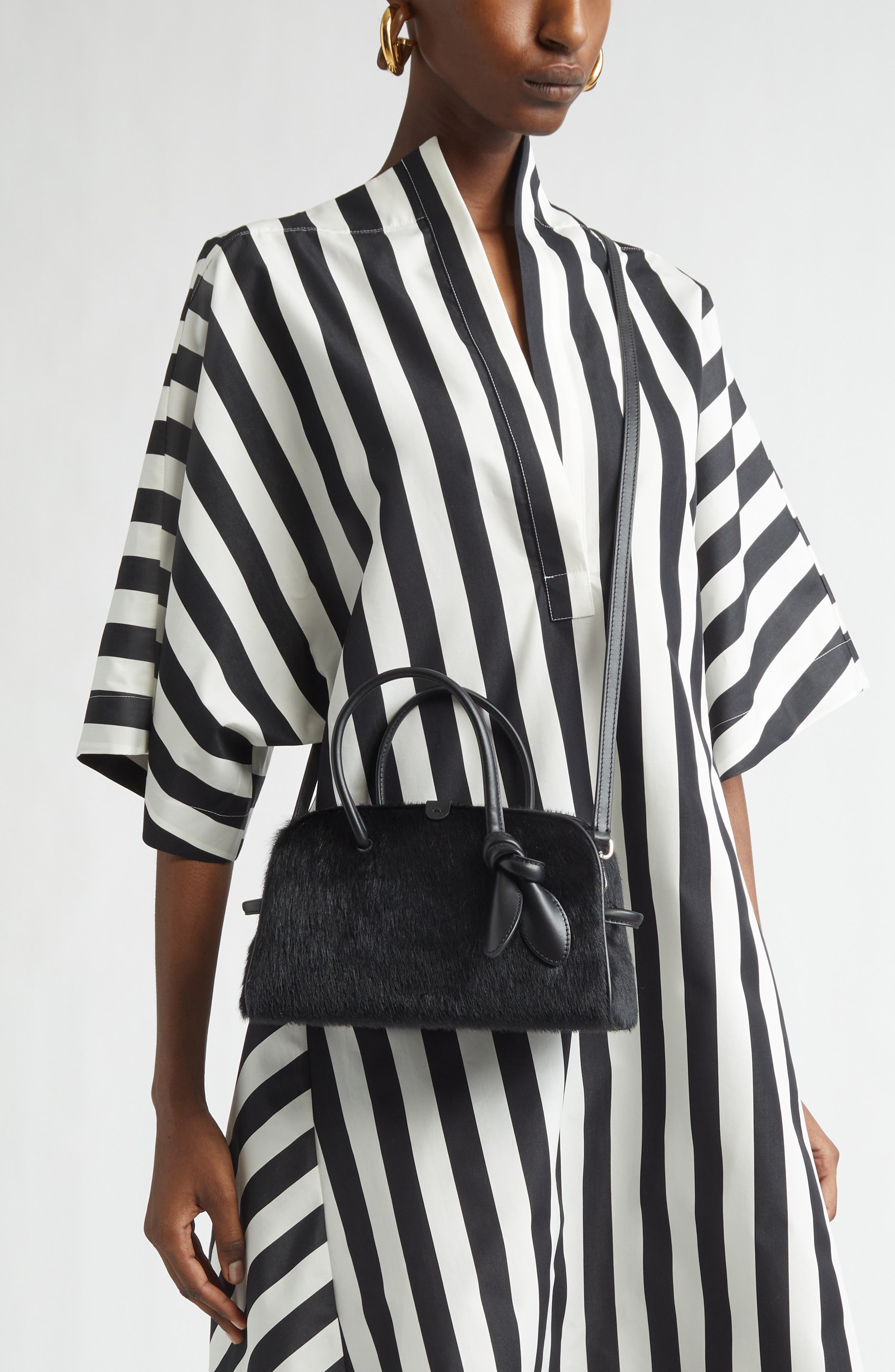 Jacquemus Le Petit Turismo Genuine Calf Hair Crossbody Bag, Alternate, color, Black 990