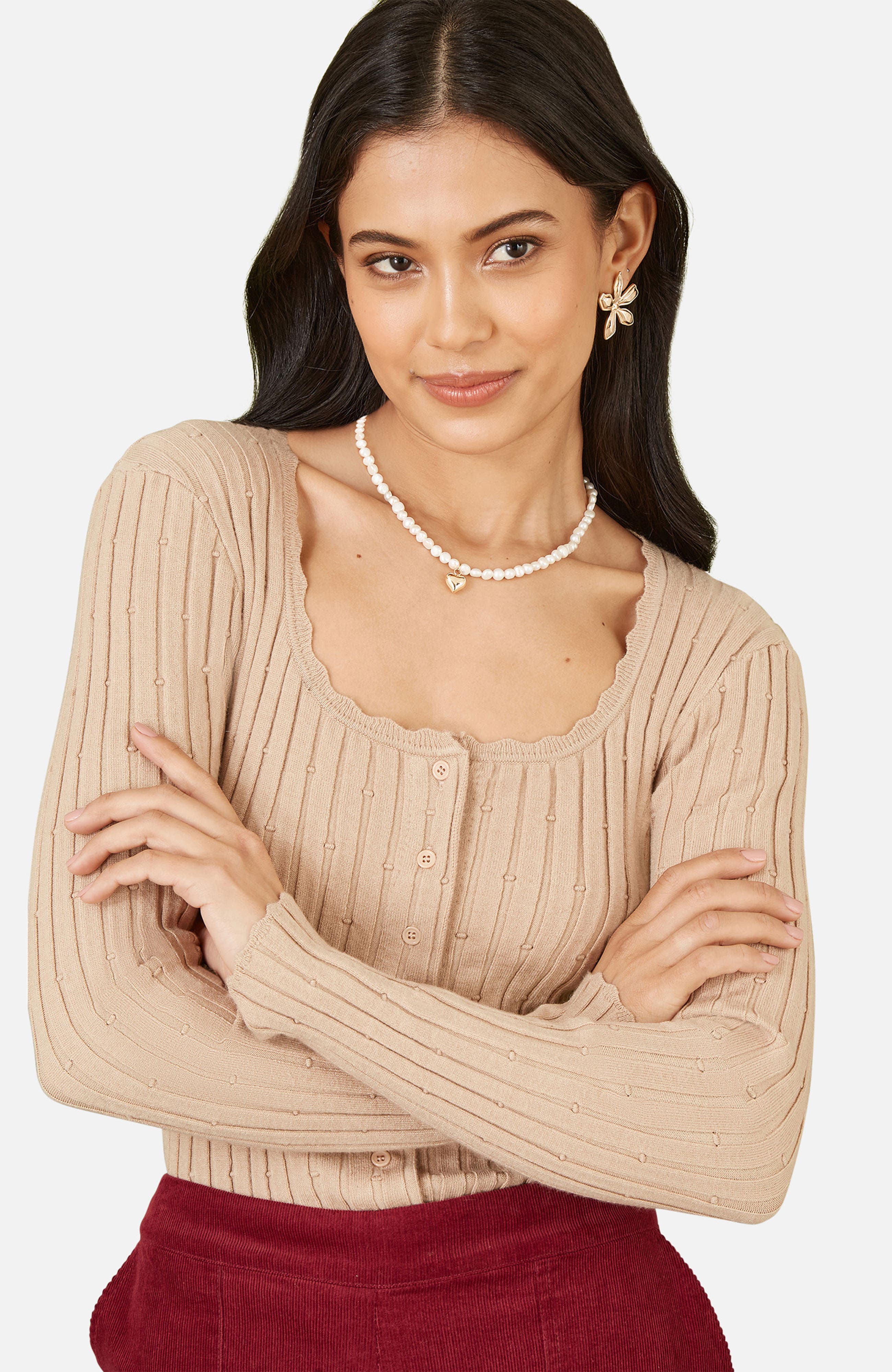 Knit Fitted Rib Cardigan