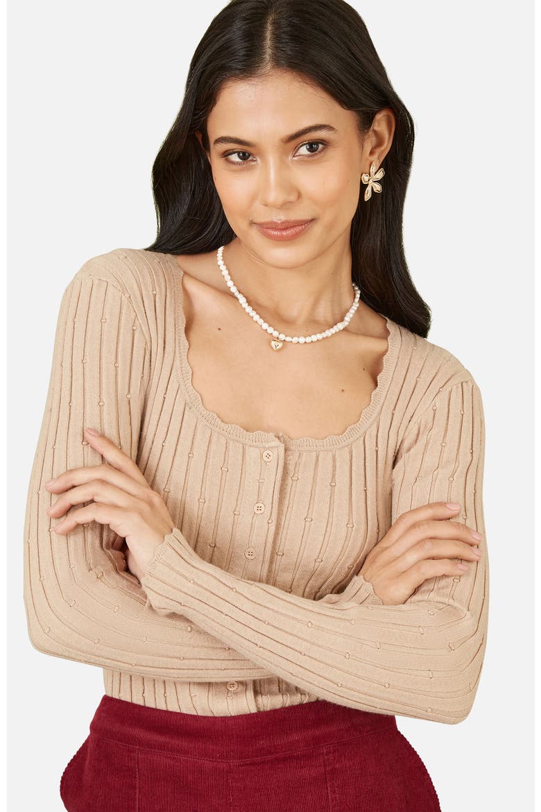 Knit Fitted Rib Cardigan, Main, color, Oatmeal