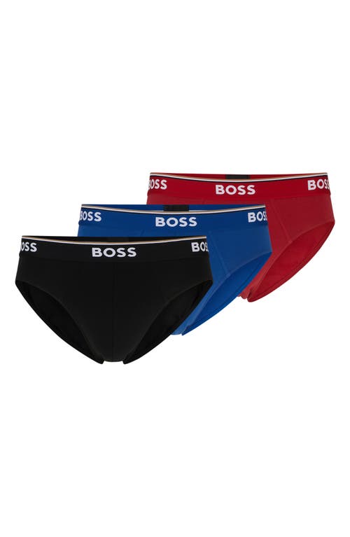 Hugo Boss Boss Assorted 3-pack Power Stretch Cotton Briefs In Blue