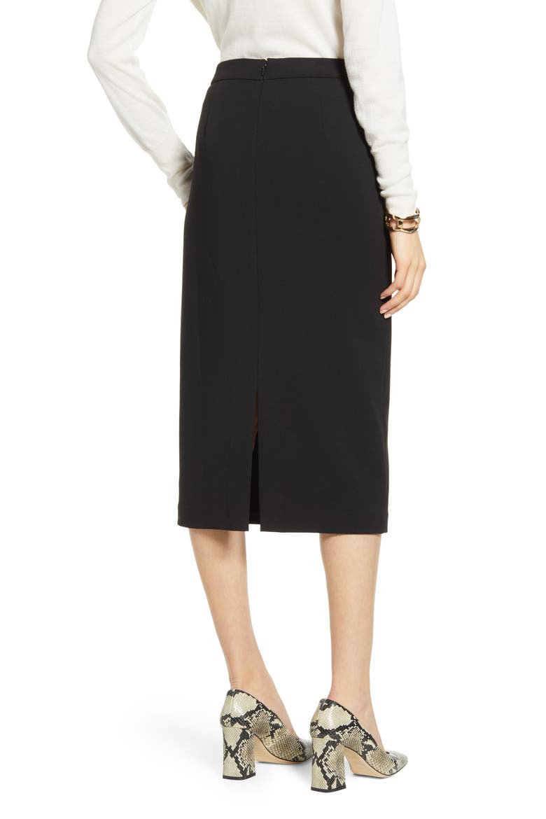 Stretch Twill Pencil Skirt, Alternate, color, BLACK