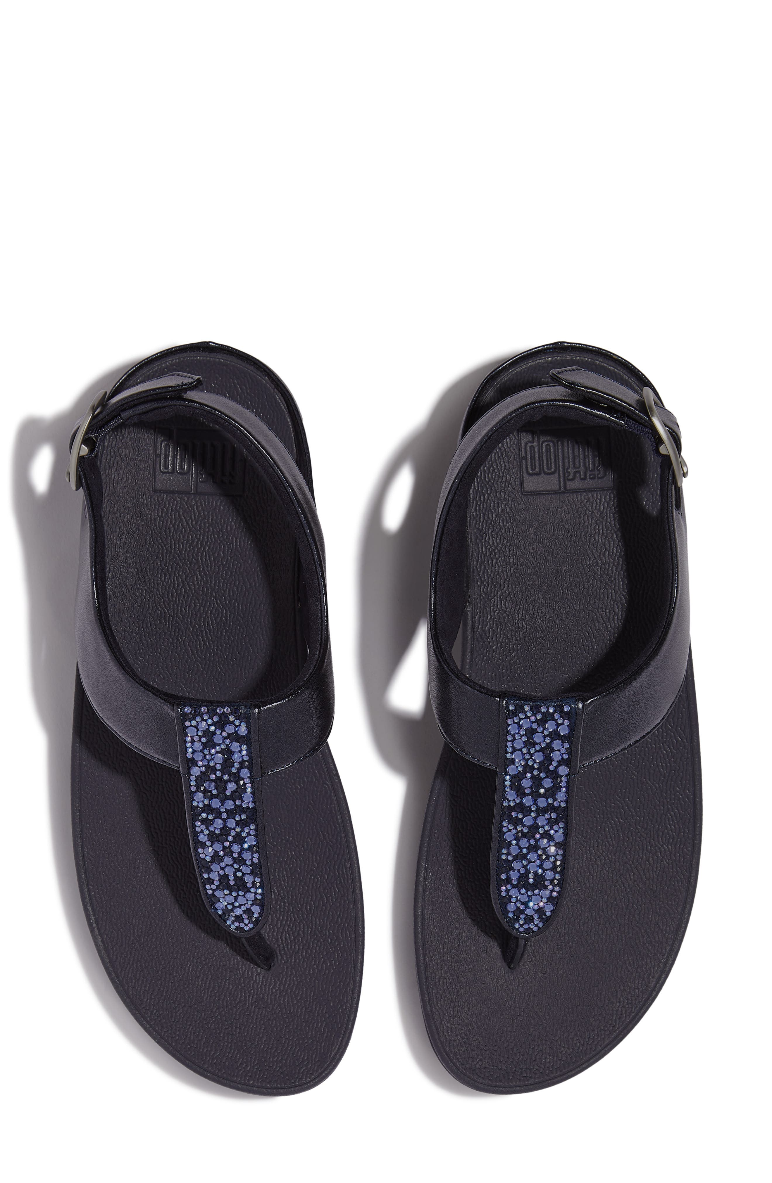 Fino Crystal T-Strap Sandal, Alternate, color, MIDNIGHT NAVY