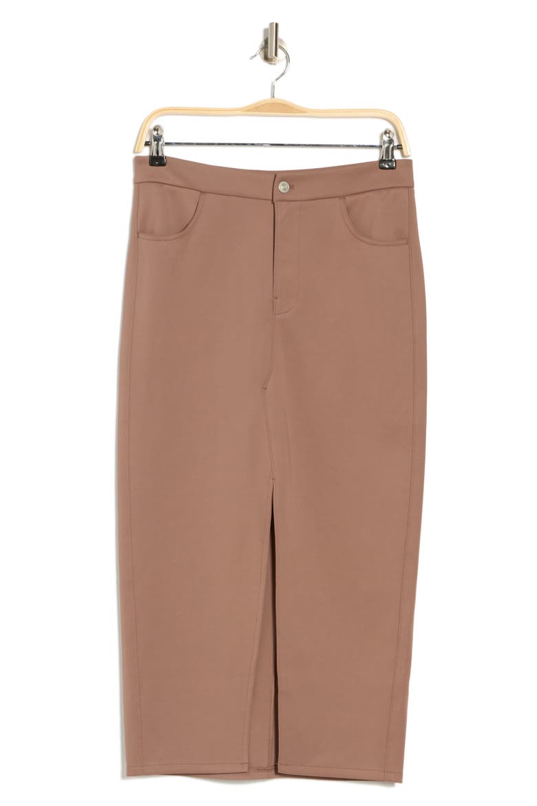 Scuba Reconstructed Midi Skirt, Alternate, color, DEEP TAUPE