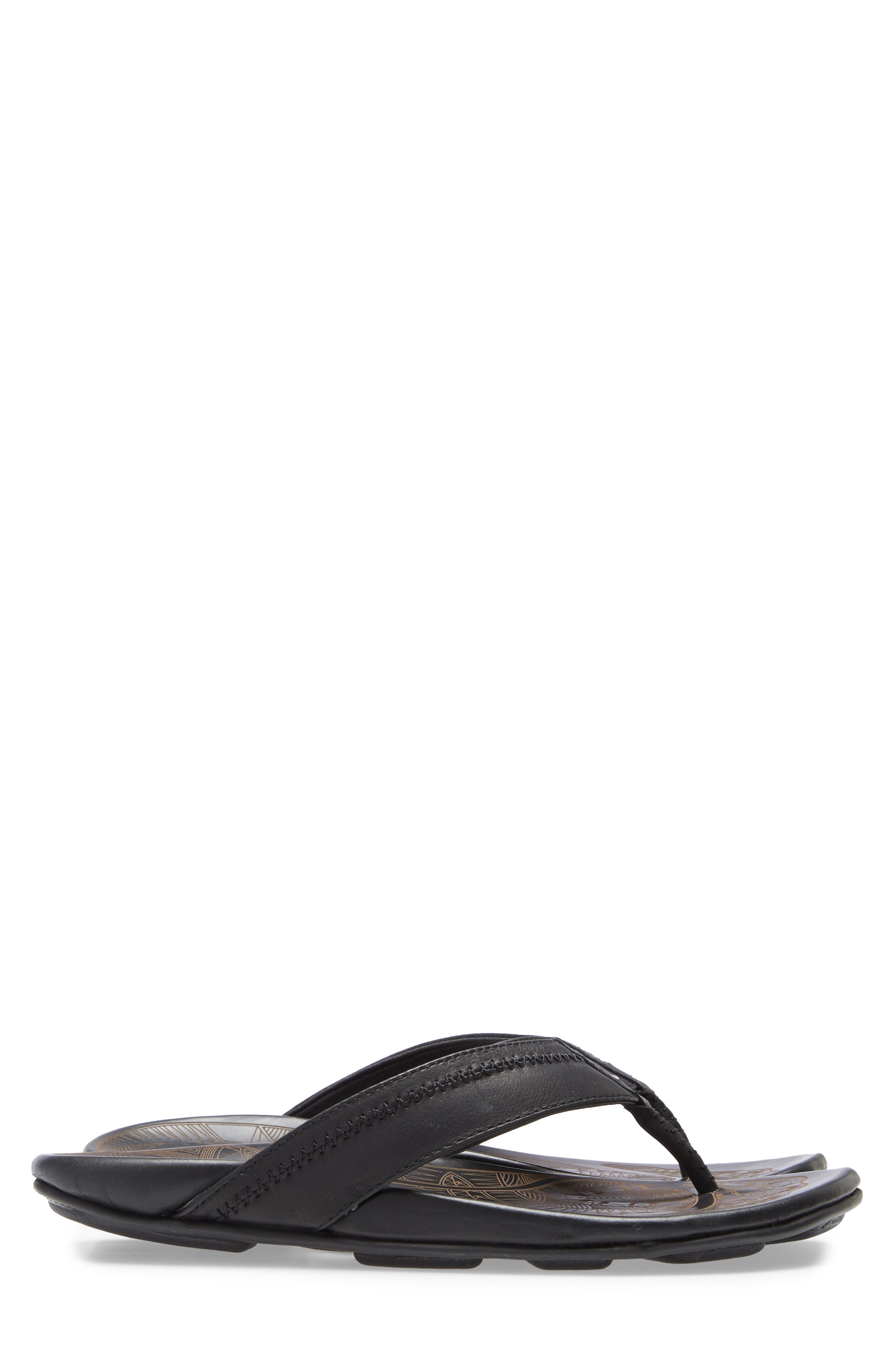 OluKai Hiapo Flip Flop, Alternate, color, Lava Rock Leather