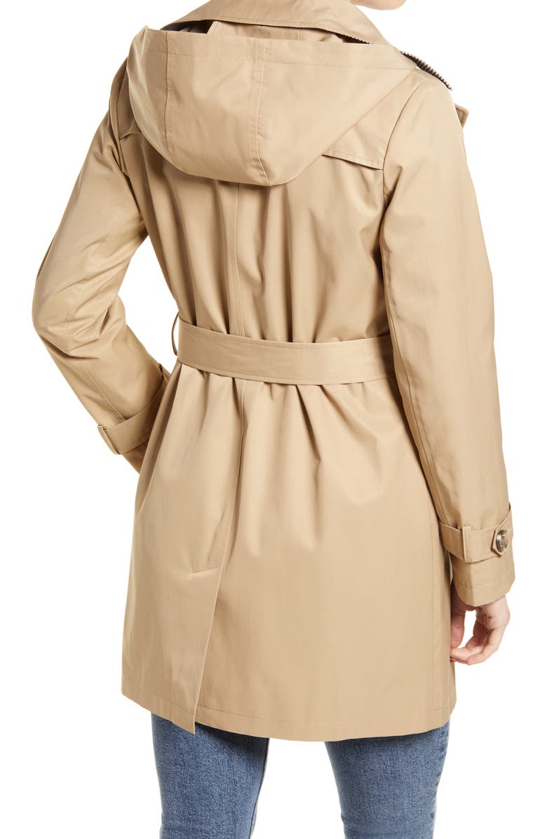 Sam Edelman Water Repellent Hooded Trench Coat, Alternate, color, 