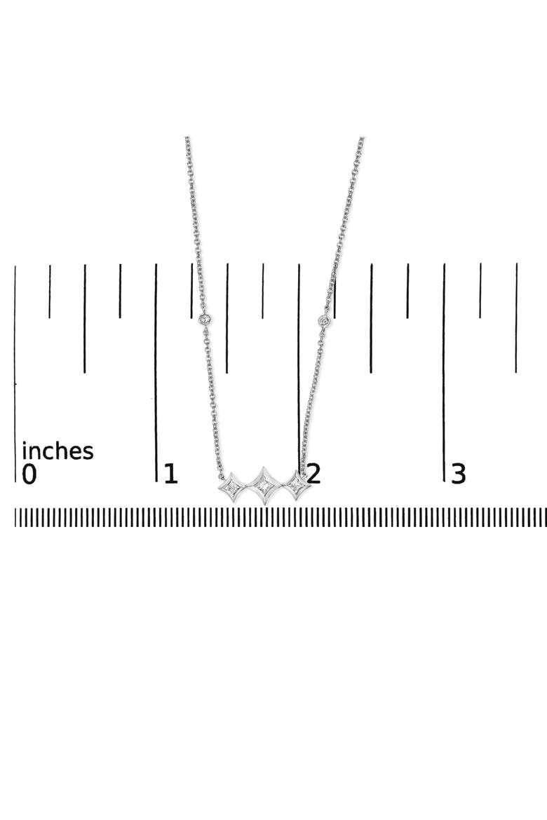 10K White Gold Bezel Set Diamond 3 Stone Kite Shape and Station Necklace, Alternate, color, White