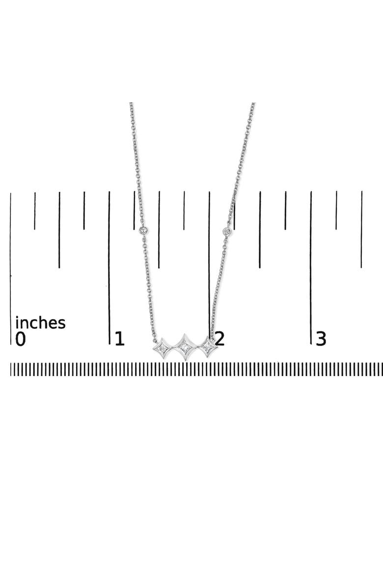 Haus of Brilliance 10K White Gold Bezel Set Diamond 3 Stone Kite Shape and Station Necklace, Alternate, color, White