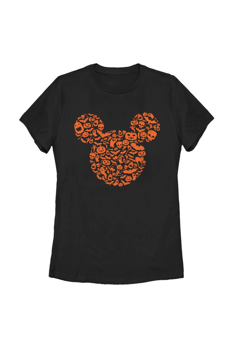 Women's Mickey & Friends Halloween Silhouette T-Shirt, Main, color, Black