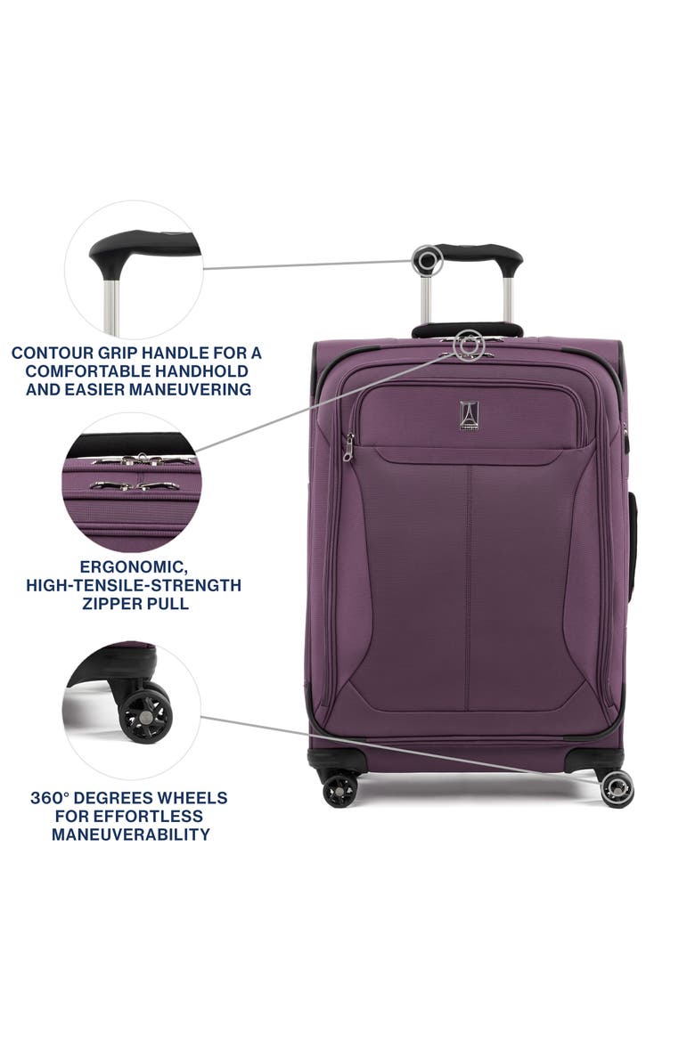 Tourlite Softside Expandable 25" Medium Checked Spinner Luggage, Alternate, color, Deep Purple