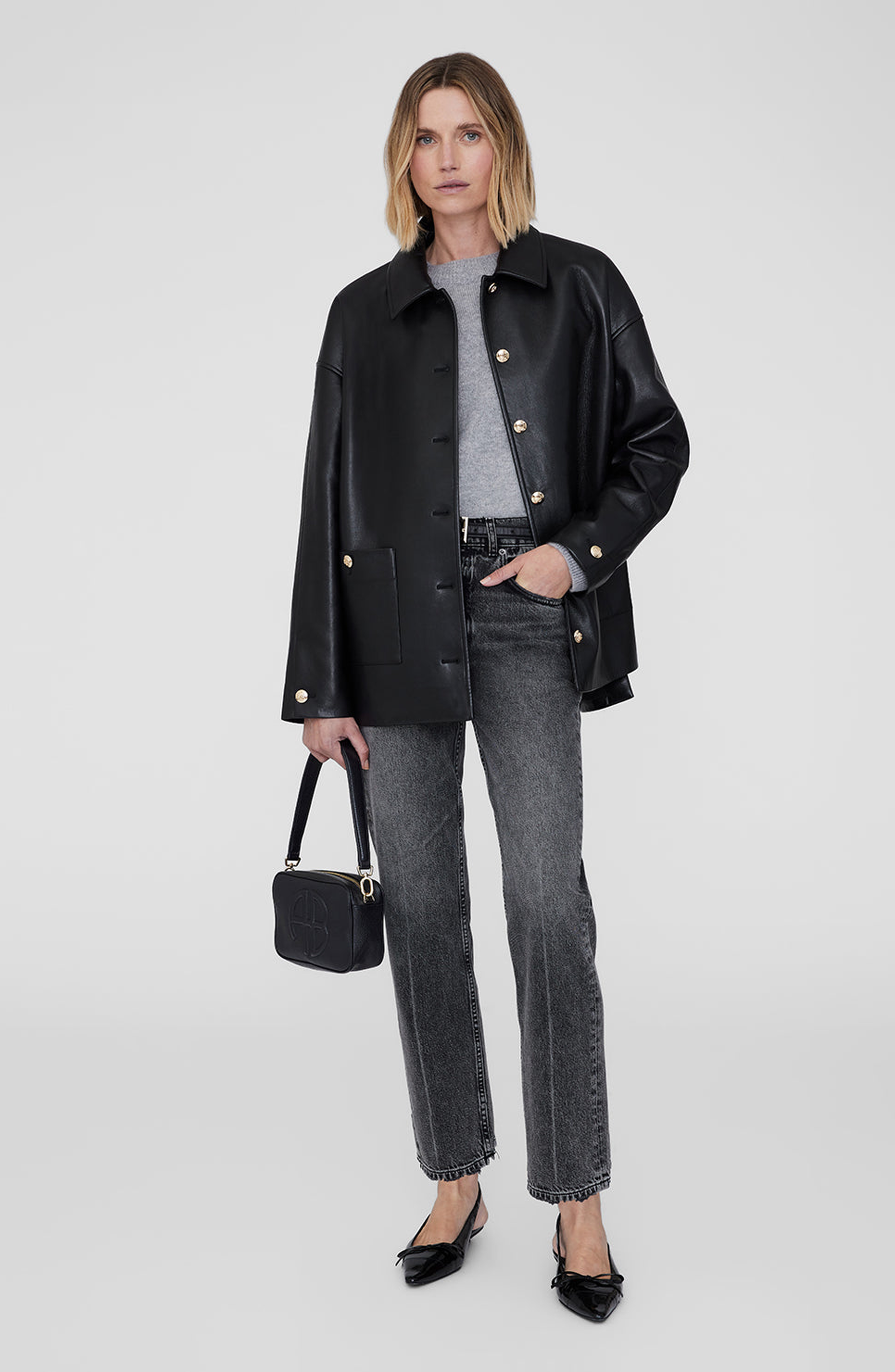 ANINE BING Lili Bag, Alternate, color, Black Pebbled