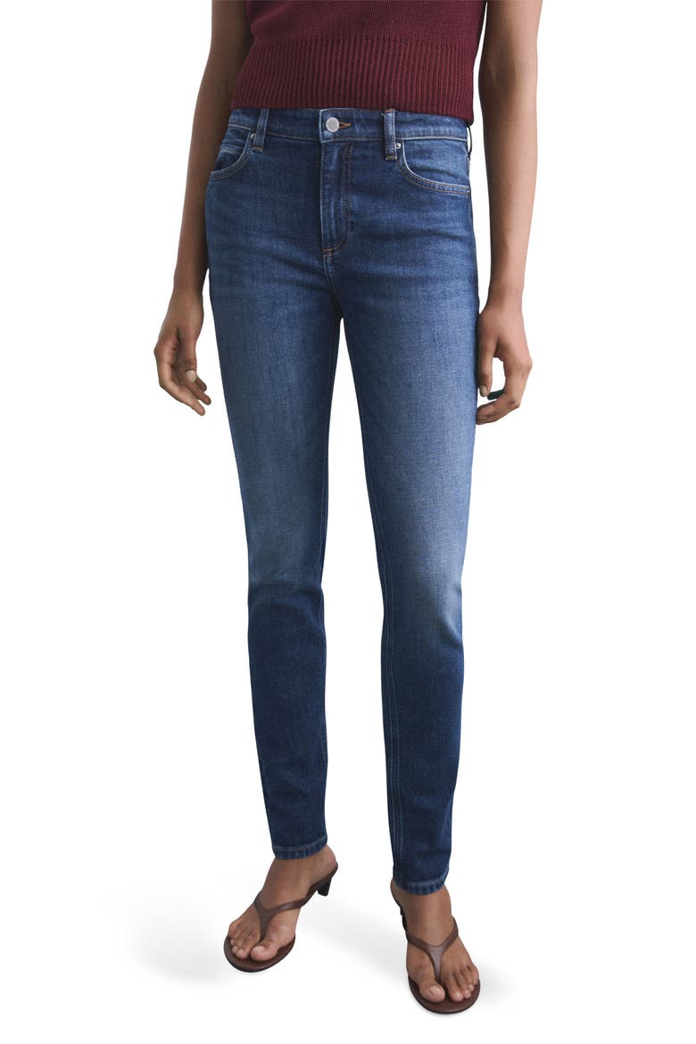 Mid Rise Skinny Jeans, Main, color, DARK BLUE
