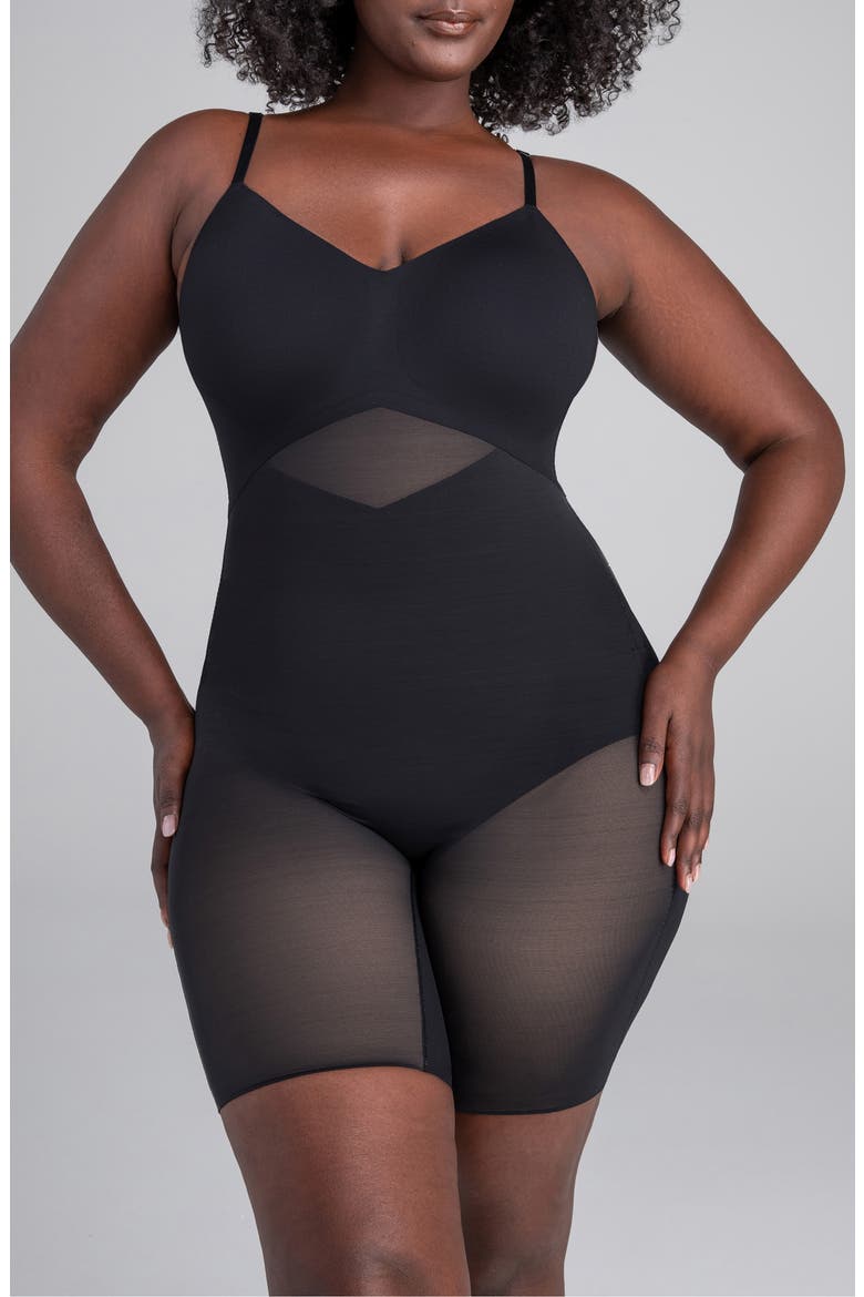 Low Back Mid Thigh Shaper Bodysuit, Alternate, color, RUNWAY