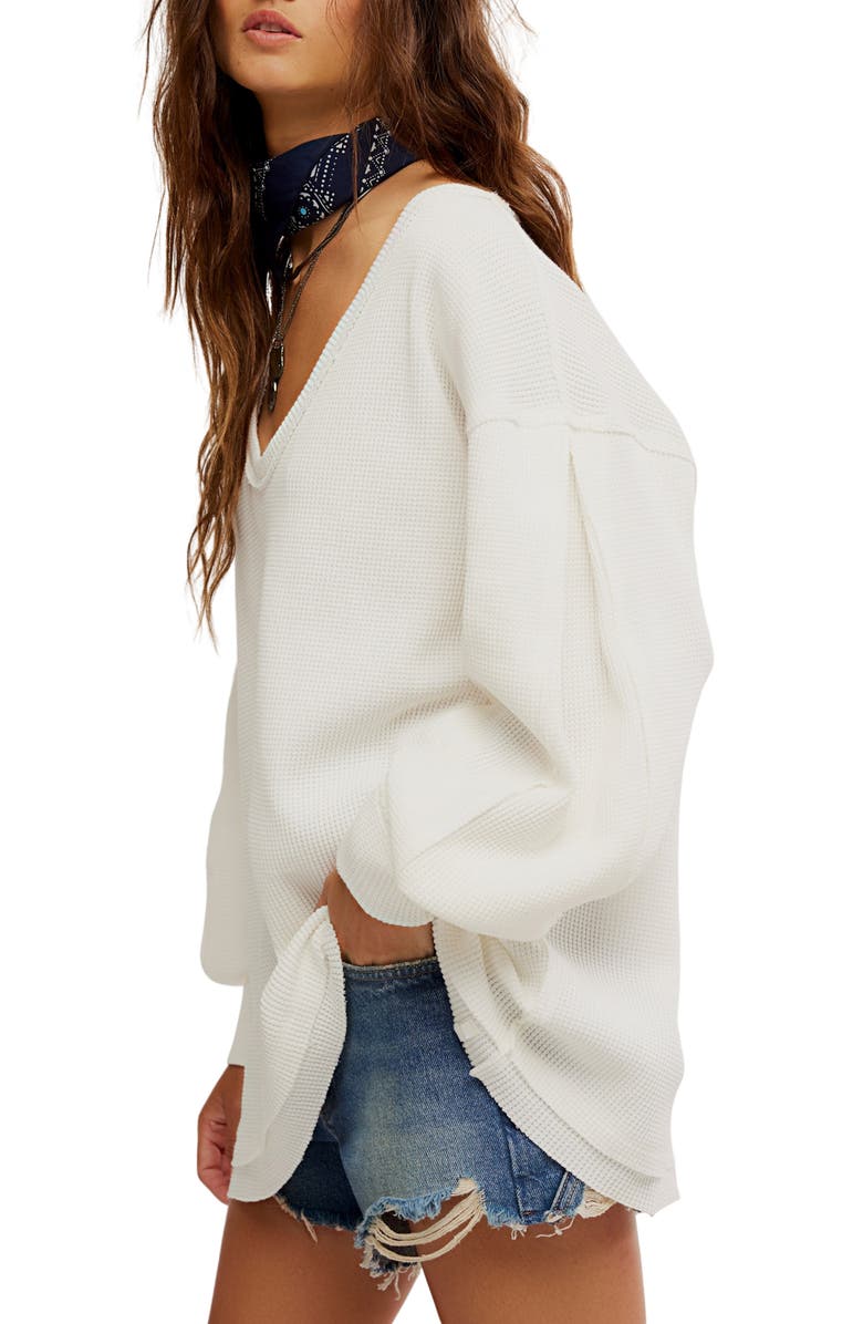 Free People Coast 2 Coast Oversize Thermal Top, Alternate, color, Clean Ivory