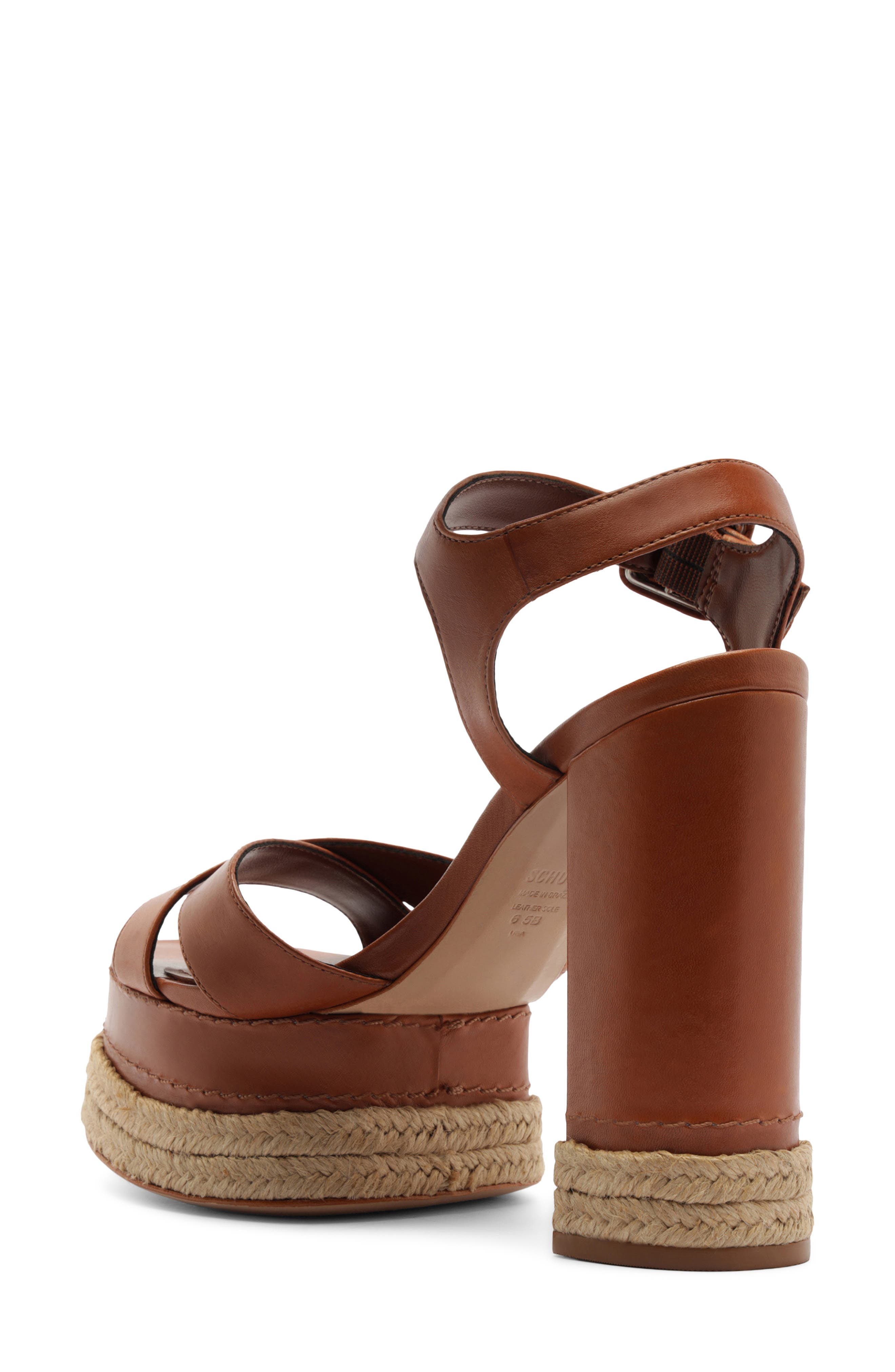 Schutz Hilda Ankle Strap Platform Sandal, Alternate, color, Cognac