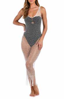 L'AGENCE Angela Faux Pearl Cover-Up Dress