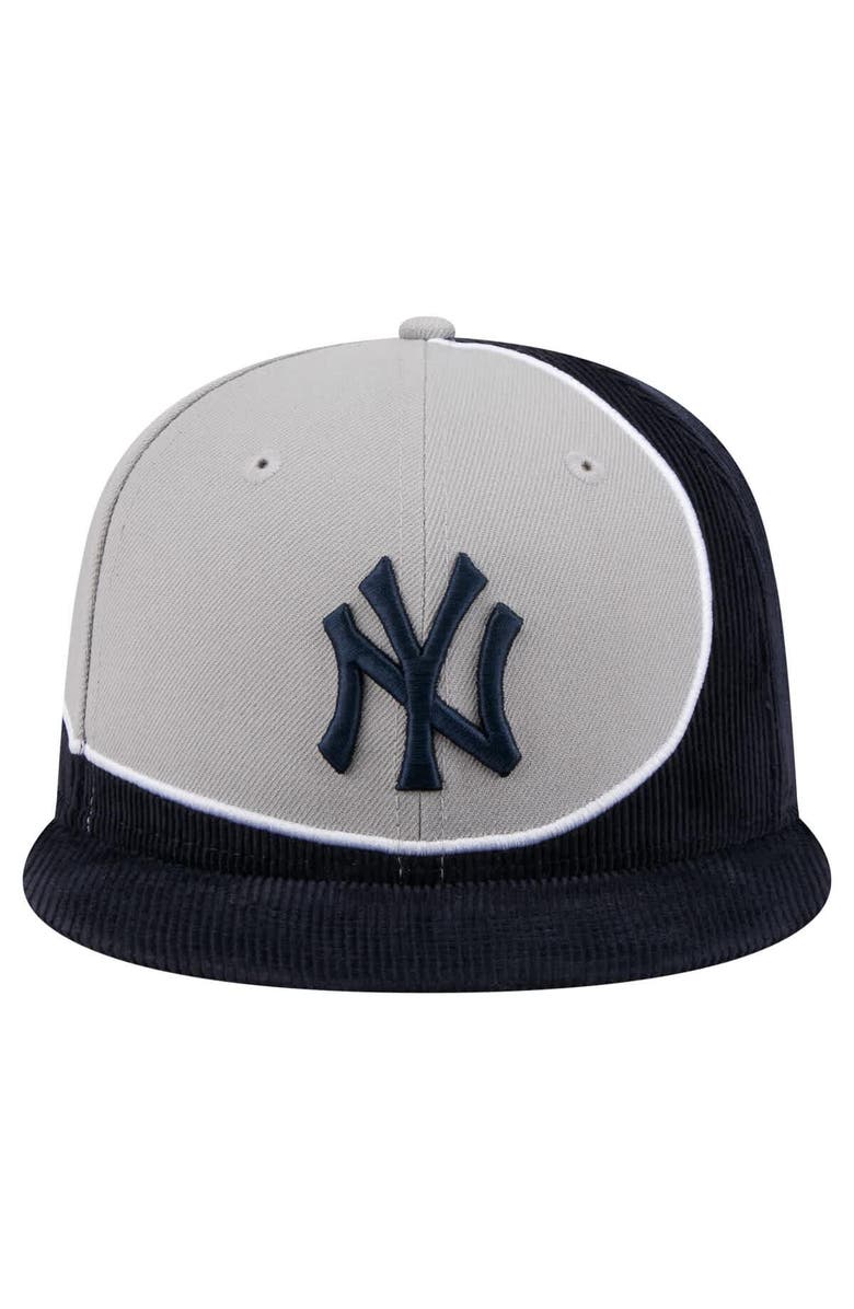 New Era Men's New Era Navy/Gray New York Yankees Retro Split Corduroy Snapback Hat, Alternate, color, Navy