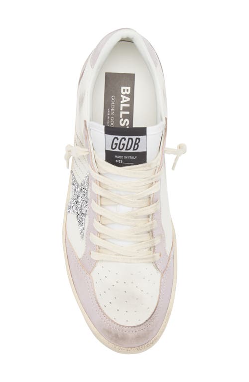 Golden Goose Ball Star Sneaker In White/pink/silver