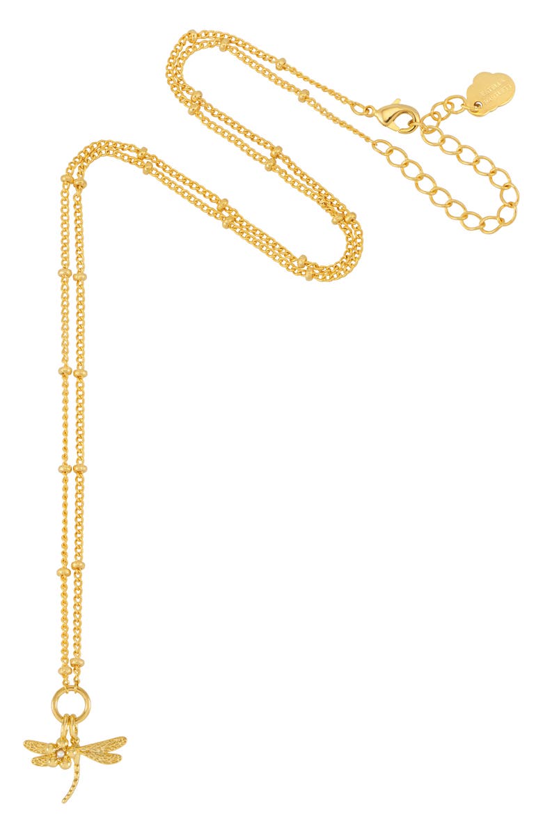 Estella Bartlett Flower & Dragonfly Charm Necklace, Alternate, color, Gold