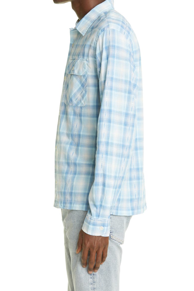 Men's Carter Camp Plaid Button-Up Shirt, Alternate, color, BLUE/ CREAM
