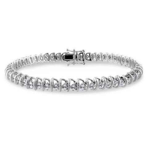 1 CTW Diamond Tennis Bracelet Sterling Silver