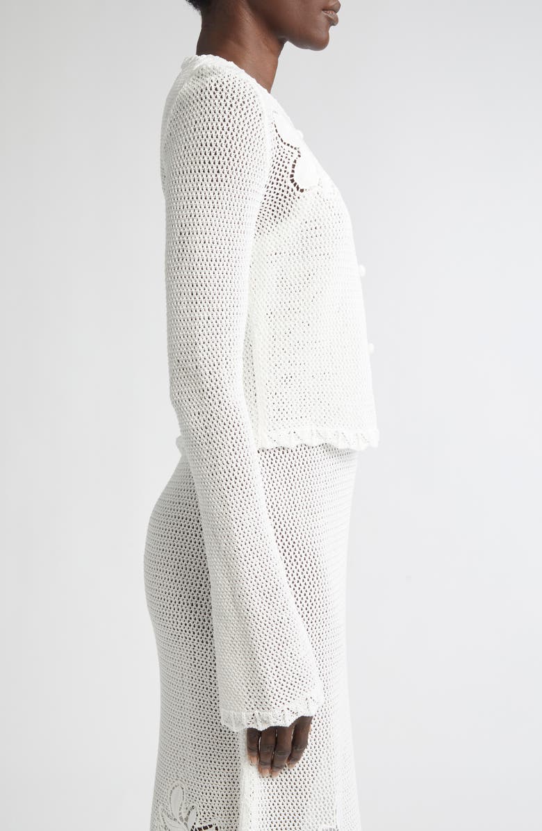 Erdem Long Sleeve Open Knit Cardigan, Alternate, color, Ivory