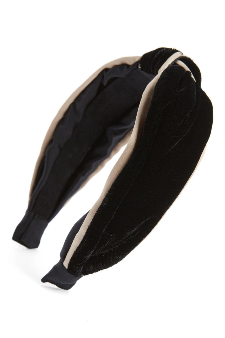 Velvet Knot Headband, Main, color, BLACK