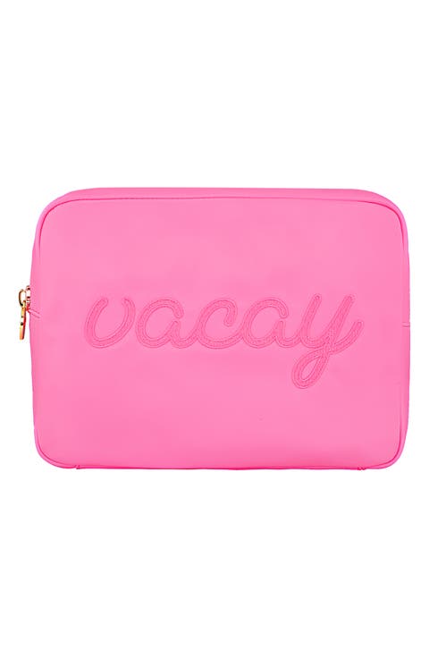 Vacay Embroidered Nylon Pouch