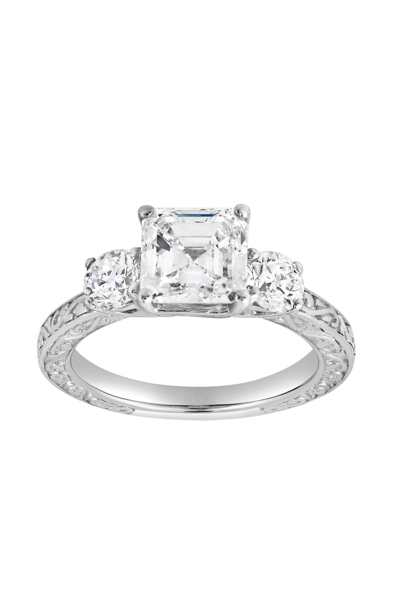 LuvMyJewelry Nyraelle 14K Gold 2.70 Ct Asscher Lab Grown Diamond Engagement Ring, Main, color, 14K White Gold