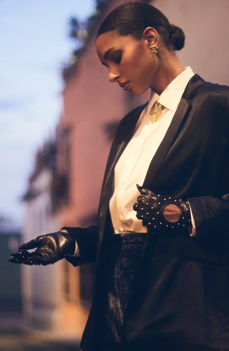 Seymoure Studded Imitation Pearl Driver Gloves, Alternate, color, 